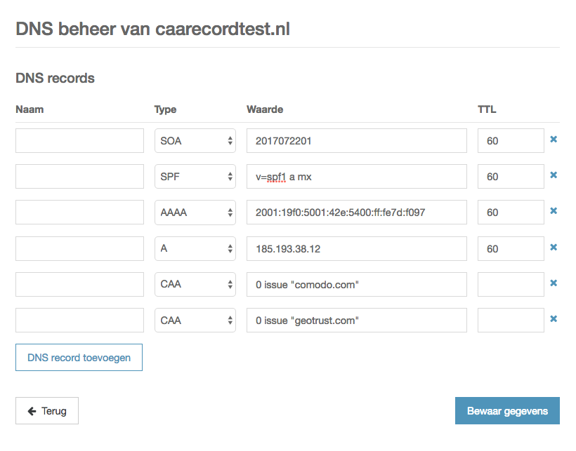 CAA DNS records 2