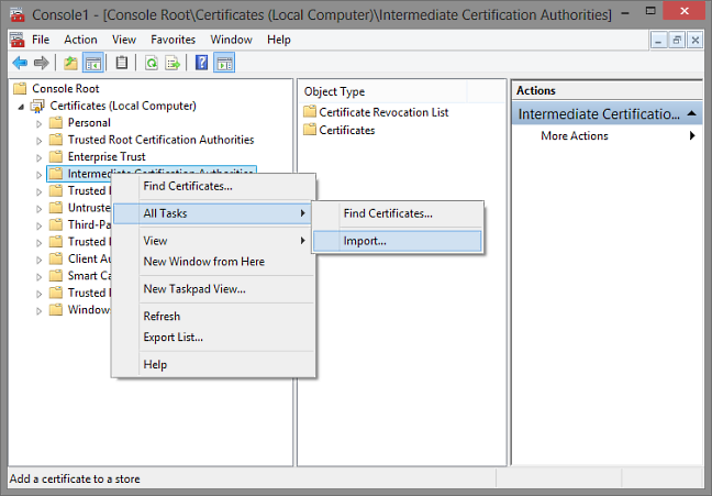 IIS - Installatie root en intermediate certificaten