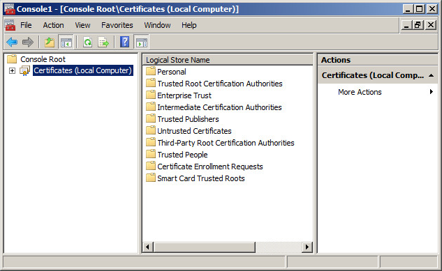 Local Machine Certificate Store via MMC öffnen