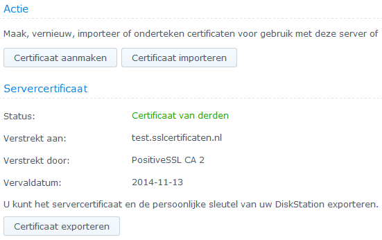 Synology DSM5 - Installeren SSL Certificaat